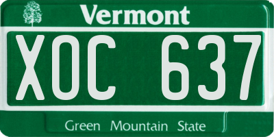 VT license plate XOC637