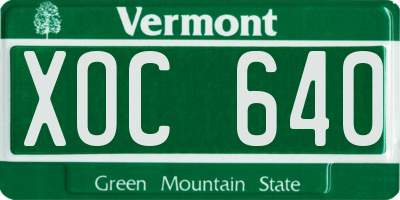 VT license plate XOC640