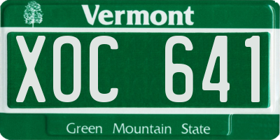 VT license plate XOC641