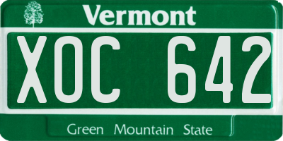 VT license plate XOC642