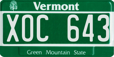 VT license plate XOC643
