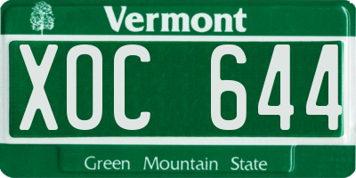 VT license plate XOC644