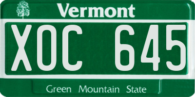VT license plate XOC645
