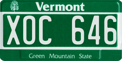 VT license plate XOC646