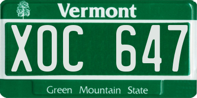 VT license plate XOC647