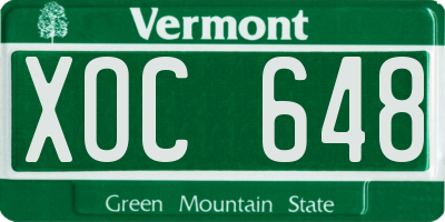 VT license plate XOC648