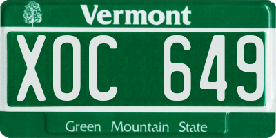 VT license plate XOC649