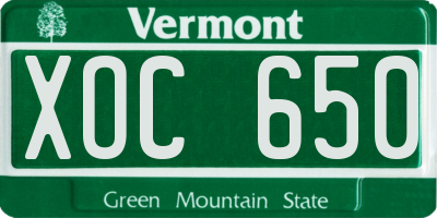VT license plate XOC650