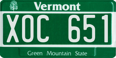 VT license plate XOC651