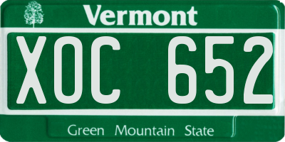 VT license plate XOC652