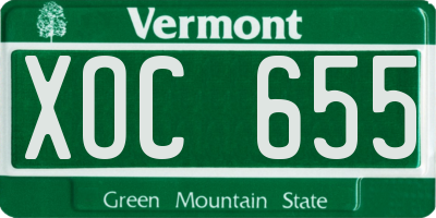 VT license plate XOC655