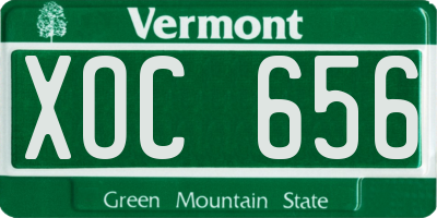 VT license plate XOC656