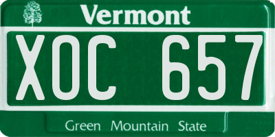 VT license plate XOC657