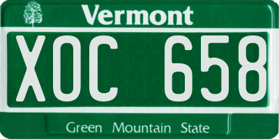 VT license plate XOC658