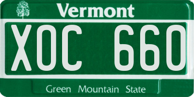 VT license plate XOC660
