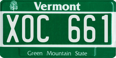 VT license plate XOC661
