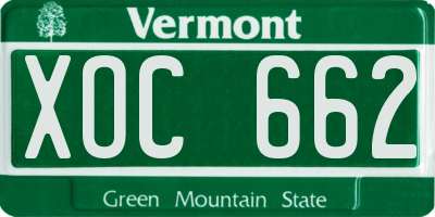 VT license plate XOC662