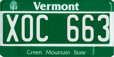VT license plate XOC663