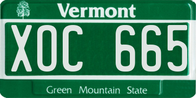 VT license plate XOC665