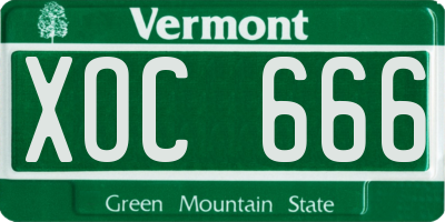 VT license plate XOC666
