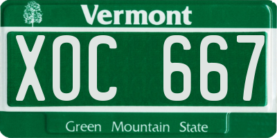 VT license plate XOC667