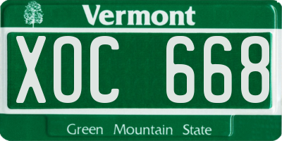 VT license plate XOC668