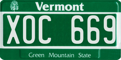 VT license plate XOC669