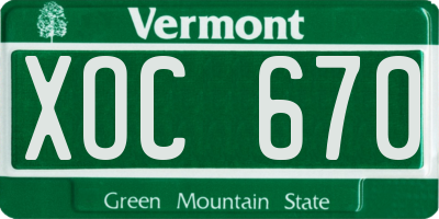 VT license plate XOC670