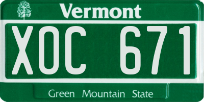 VT license plate XOC671