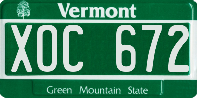 VT license plate XOC672