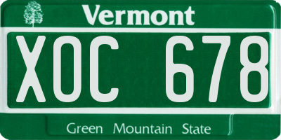 VT license plate XOC678