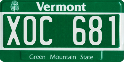 VT license plate XOC681