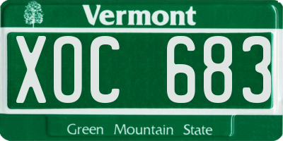 VT license plate XOC683