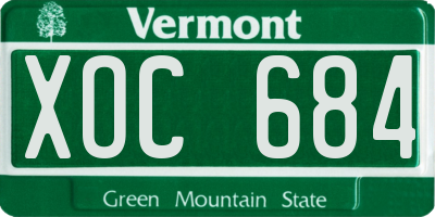 VT license plate XOC684