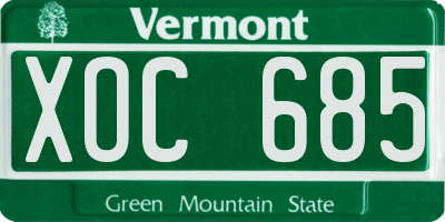 VT license plate XOC685