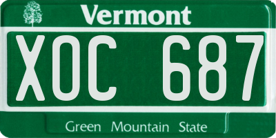 VT license plate XOC687