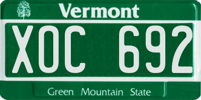 VT license plate XOC692