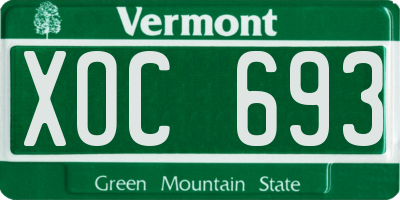 VT license plate XOC693