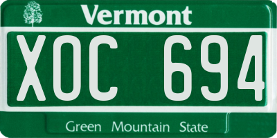 VT license plate XOC694