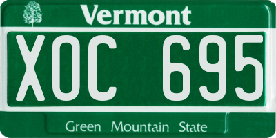 VT license plate XOC695