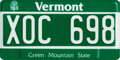 VT license plate XOC698