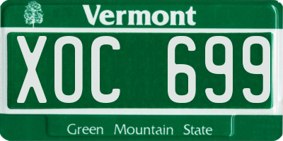 VT license plate XOC699