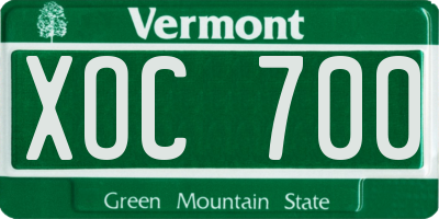 VT license plate XOC700