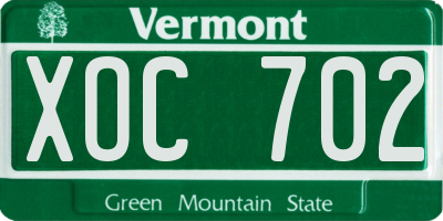 VT license plate XOC702