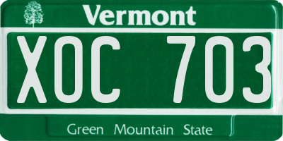 VT license plate XOC703