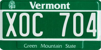 VT license plate XOC704