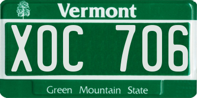 VT license plate XOC706