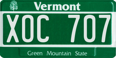 VT license plate XOC707