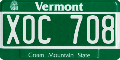 VT license plate XOC708
