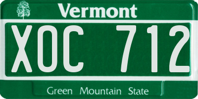 VT license plate XOC712
